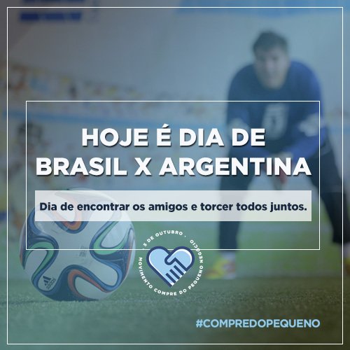compredopequeno's tweet photo. Hoje tem Brasil x Argentina! Aproveite para assistir ao jogo em um pequeno negócio perto de você. #compredopequeno https://t.co/OpREVLFHyX