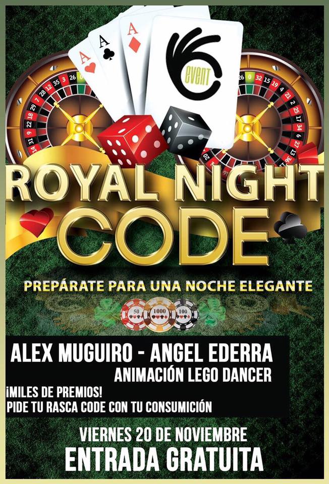 EventPamplona's tweet image. Noche del 20N..ROYAL NIGHT CODE. Juega tus cartas, rasca y gana.. @codeventsoff @AlexMuguiro @AngelEderra #pamplona