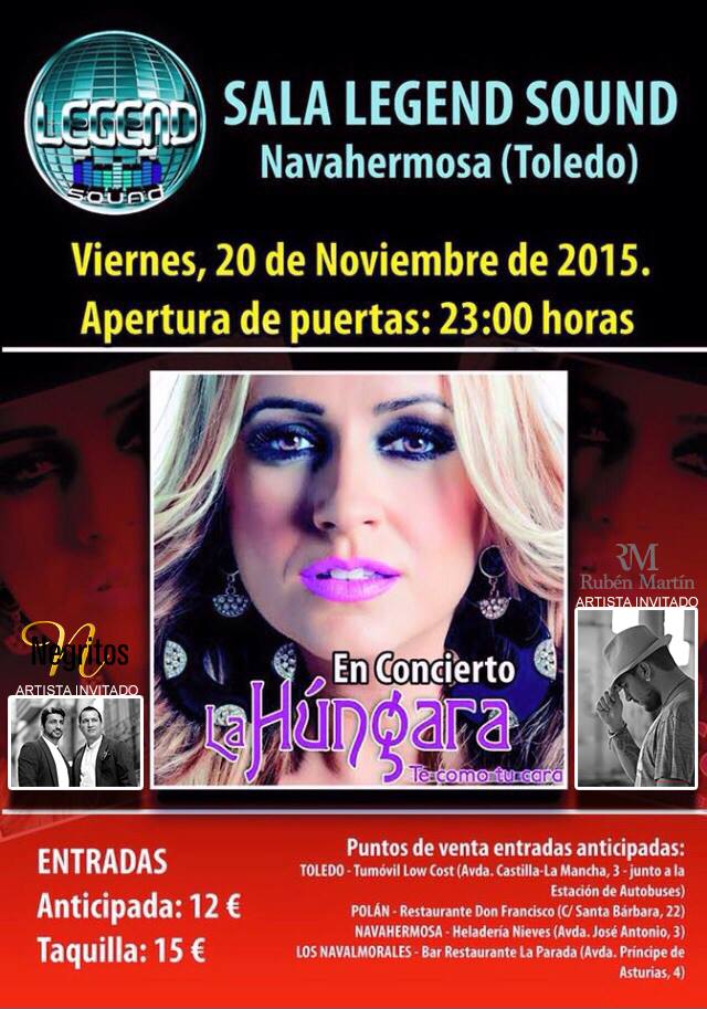 Os esperamos el 20 de noviembre en #Navahermosa junto a <a href="/RubenM_Oficial/">Ruben Martin</a> y <a href="/lahungarasonia/">Sonia Priego</a> ¿Quién se apunta?