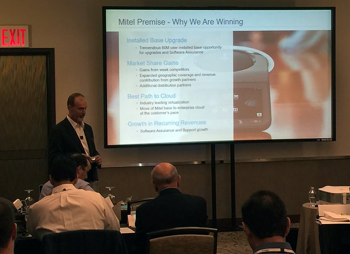 Mitel's tweet photo. Ron Wellard summarizes #Mitel's premise portfolio position of strength. #AnalystDay2015 #MitelNext https://t.co/qGakEKbkXW