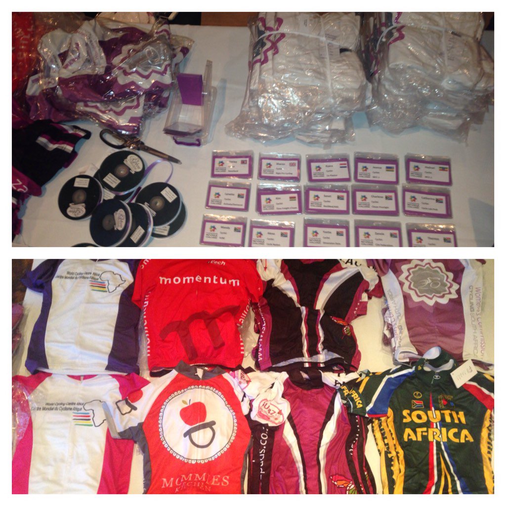 Proper production line getting jerseys and press tags ready for @momentum947 press conference/team presentation.