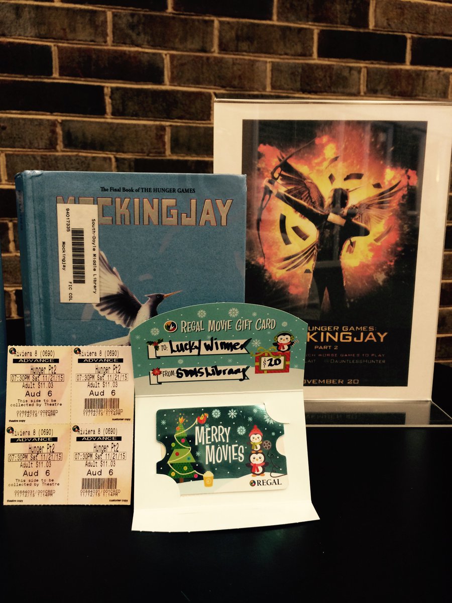 SDMSGetLit's tweet photo. Who wants to WIN tickets to see Mockingjay Part II? Stop by #SDMSlibrary to answer a trivia question to enter! https://t.co/tCeU23FwEL