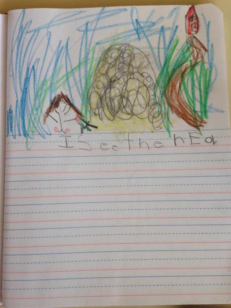 RockfishKinder's tweet photo. Response journal in Kindergarten. What do you see on the farm? Answer: I see the hay. @RockfishTigers #rockified https://t.co/56TK5vUUrA