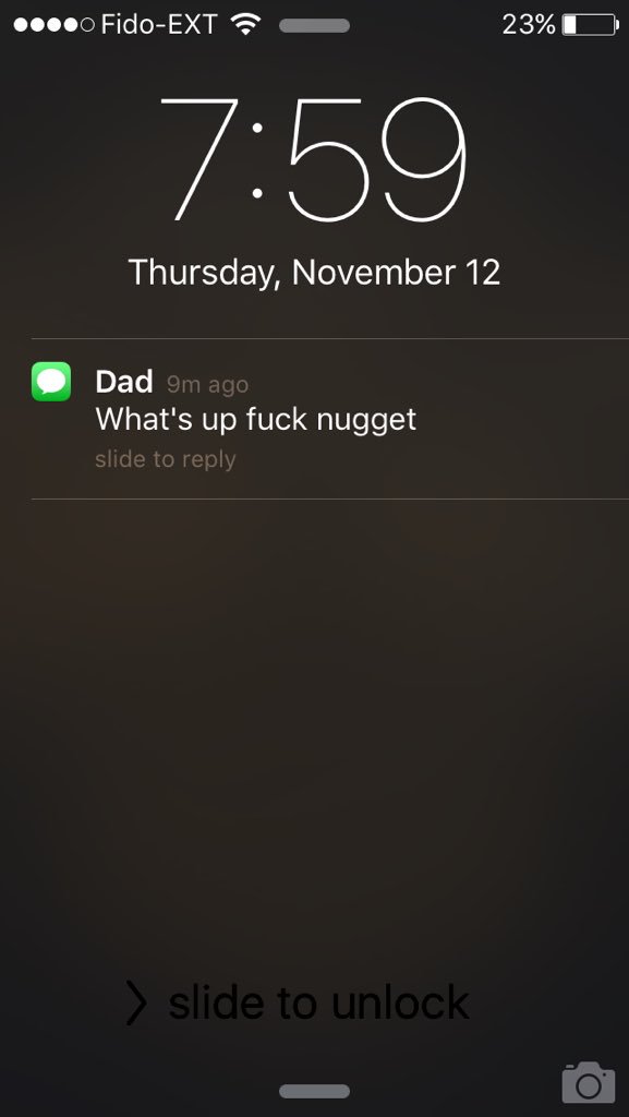 Kenney1Three's tweet photo. When the parents send heartwarming texts >> #TheRobFather #GuysALegend https://t.co/pdWuQM9eVm