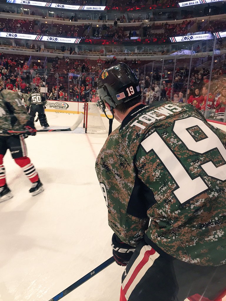 Chicago Blackhawks on X: On Sunday, the #Blackhawks will wear these  camouflage warmup jerseys in support of the @USO_of_Illinois and those who  serve at #HomeAndAway  / X