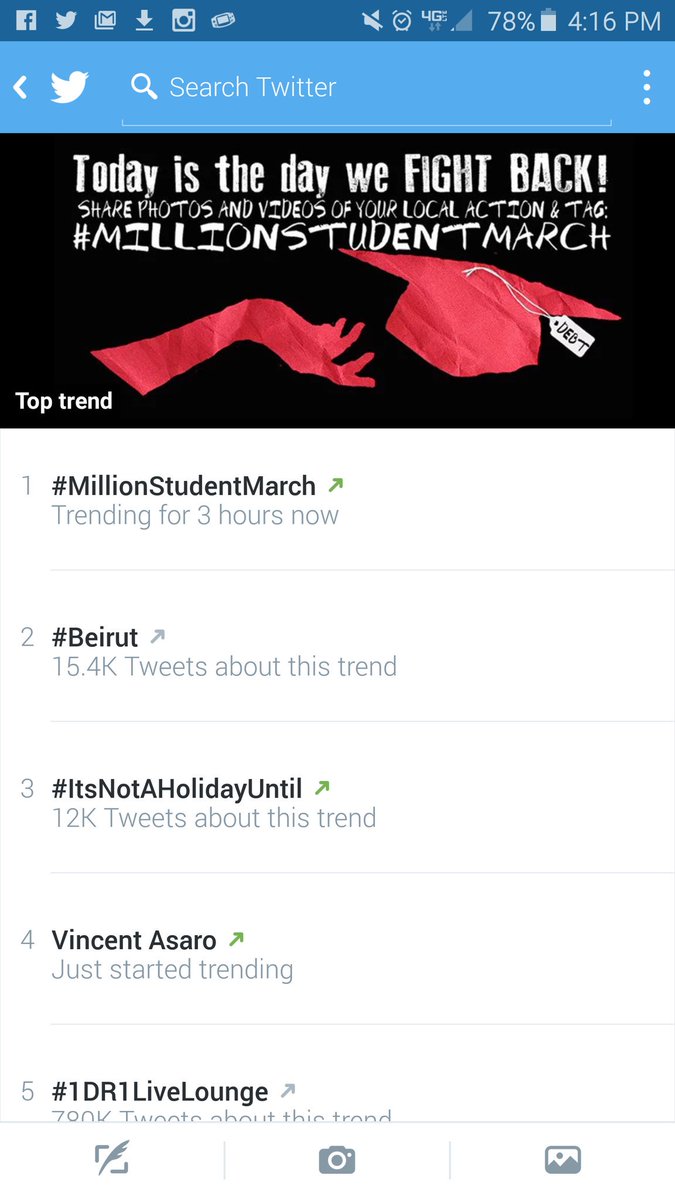 student_march's tweet photo. We're trending! Keep the energy up! We will win! #MillionStudentMarch https://t.co/5FhMeScUtP