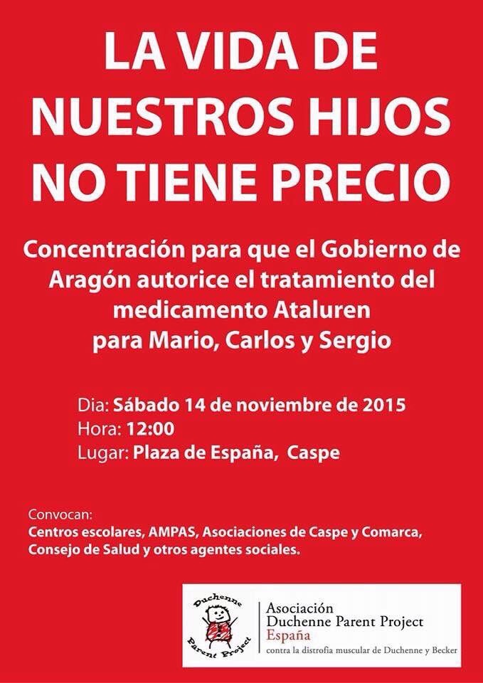 NoInvisibles's tweet photo. Movilizaciones familias Aragón
Mañana en Caspe
#TtoYa para los niños con #Duchenne
https://t.co/pxfpu4oaT8
Vía @mareablancazgz @DPPSpain #fb