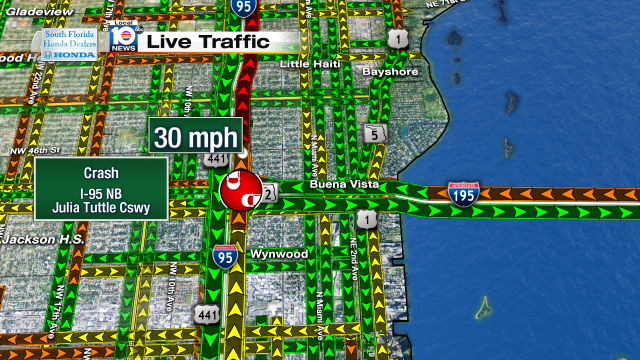 Crash on I-95 NB at Julia Tuttle Cswy. Speeds at 30mph #traffic #miami @JeniseFernandez https://t.co/sdpqzZHTZq