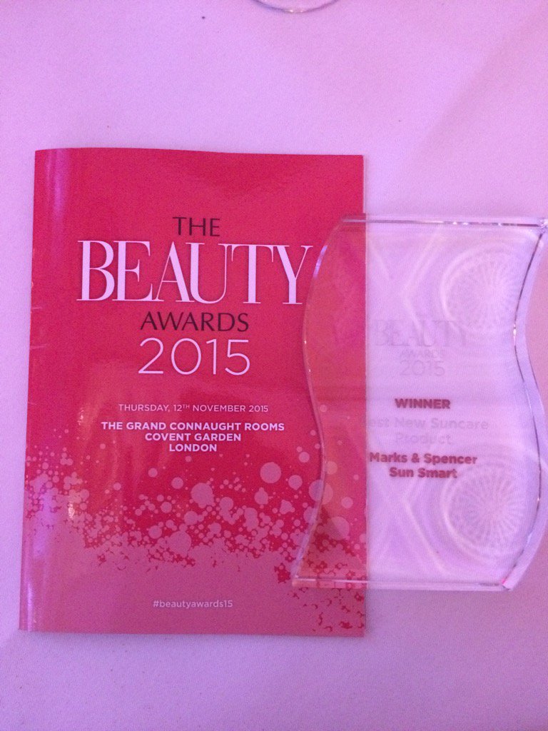 Winners! Best New Suncare Product for M&S Sun Smart #beautyawards15 @_beautyawards @marksandspencer