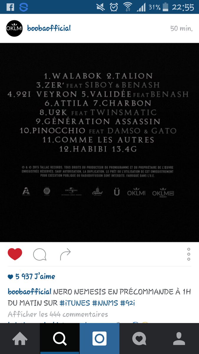 Sosa_LAS94's tweet photo. J'espère que l'album sera Looourd #NeroNemesis en pré commande a 1h du matin #ForceForce @booba https://t.co/UdUmc8vakL