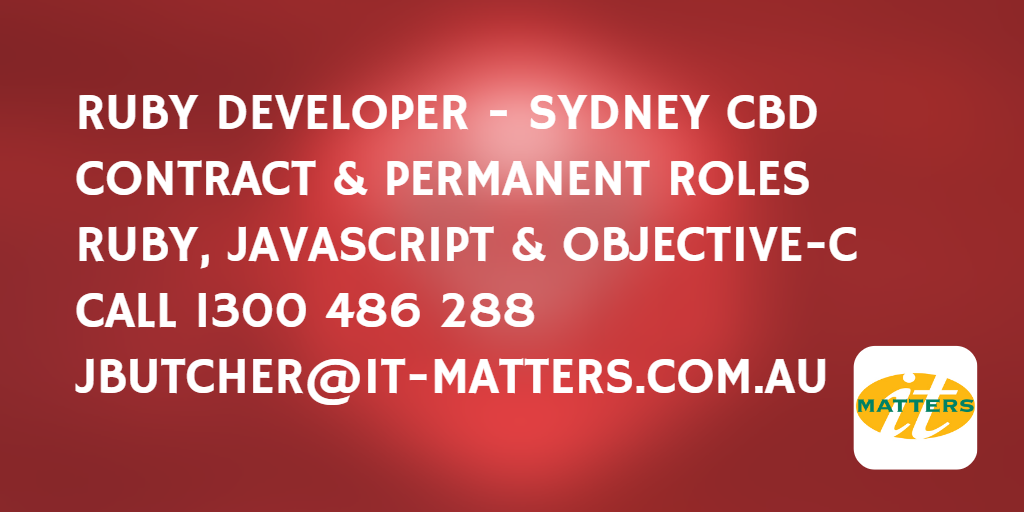 ITMattersJobs's tweet photo. #itjobsaustralia #itjobssydney #developerjobs #rubyonrails #rails #rorosyd #rubyaustralia #itmatters https://t.co/fheRce4hK9