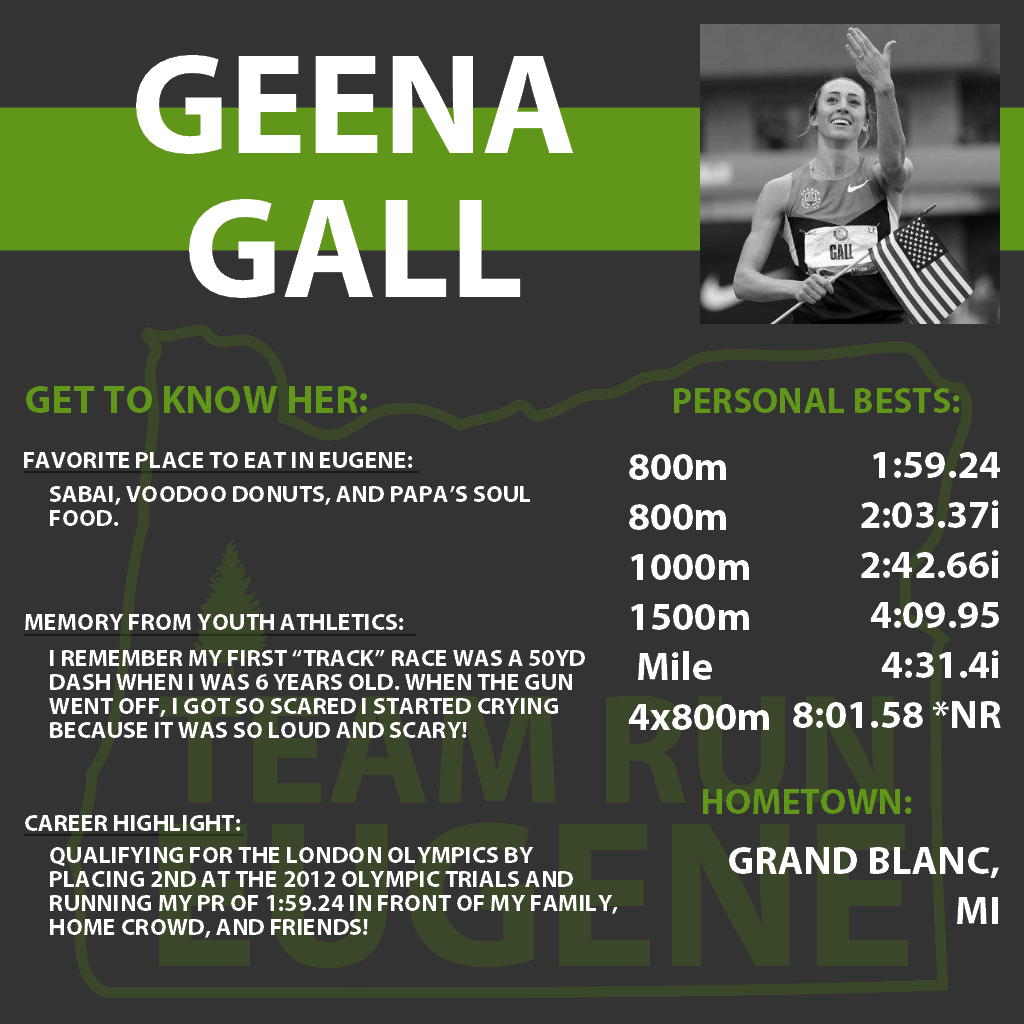 teamruneugene's tweet photo. Day 12:
Say hello to Geena Gall (@GeenaGall)!
#GetToKnowTRE
#teamruneugene
#tracktownusa https://t.co/DnRzPTRxSS