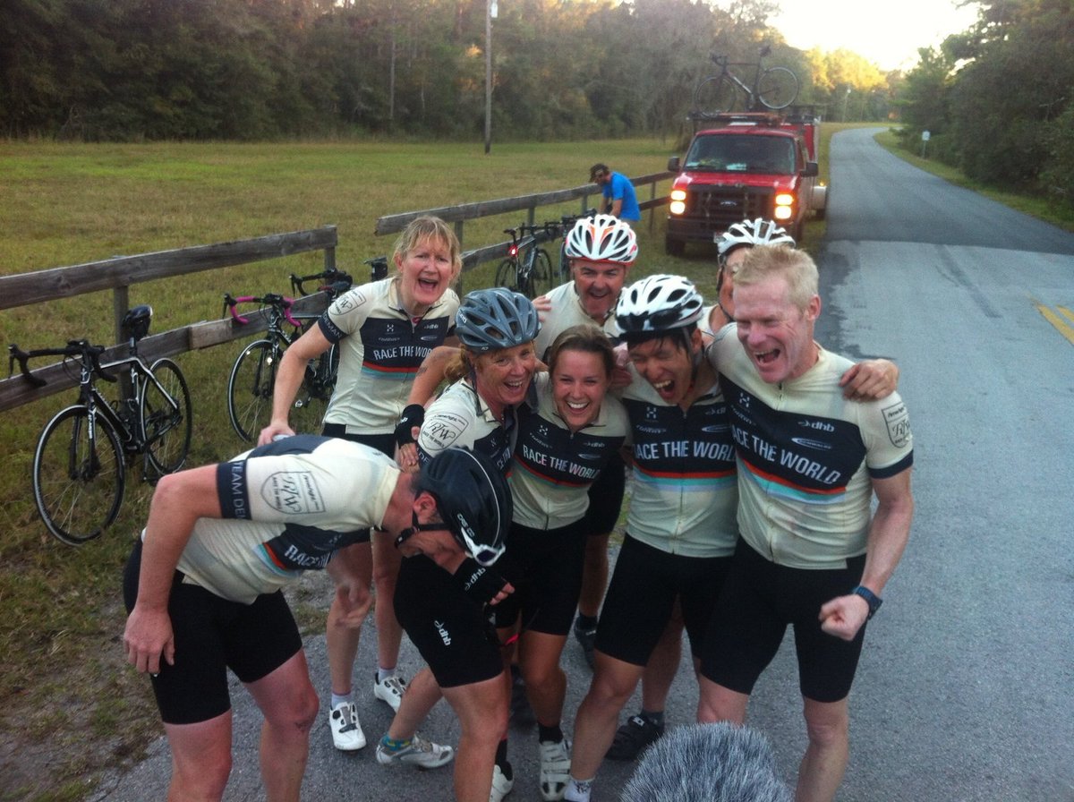 RaceTheWorld's tweet photo. #TeamDeman practicing the team roar for the camera?! #racetheworld #cycling #USA #team #Florida #teamspirit https://t.co/XloefH9lo6