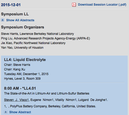 PolyPlusBattery's tweet photo. See you at #f15mrs! PolyPlus CEO Steve Visco is presenting in Symposium LL. @Materials_MRS https://t.co/YzMteMOFPv https://t.co/EnwrElavLZ
