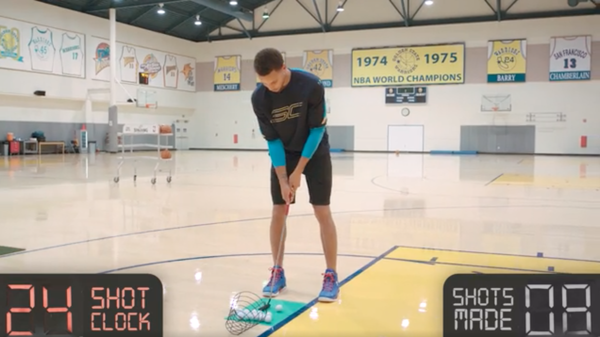 GolfDigest's tweet photo. Would @stephencurry30 rather hit a half-court swish or make a hole-in-one? His answer: https://t.co/Z6SmGGuaf2 https://t.co/UMv0aZNf0g