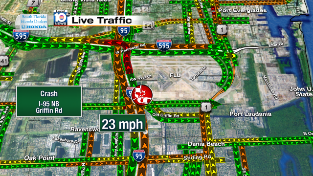 Crash on I-95 NB at Griffin Rd. Speeds at 23mph #traffic #dania @JeniseFernandez https://t.co/mdNXEBxiSX