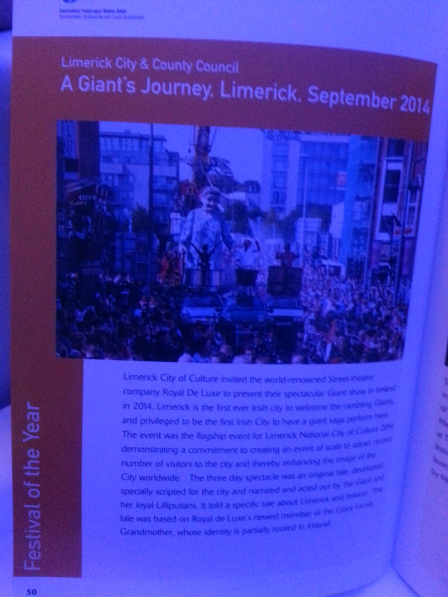 Limerick2020's tweet photo. Winner of Chambers Ireland Award for Best Festival for Granny #LimerickGiant #excellence @ChambersIreland https://t.co/e3qnlK3mjY