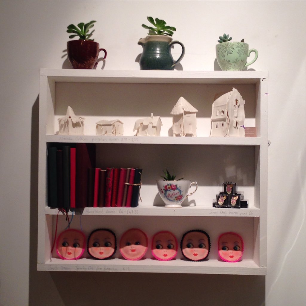 70LowerMarketSt's tweet photo. New displays going up in the studio. This one has work by @s_daly, @chrisjohnsbooks,@NatCraftArt and @CamillaStacey https://t.co/CVGOP5WErP