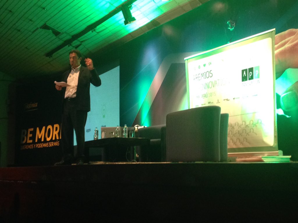jicriado's tweet photo. Ya en marcha la entrega de premios #APPInnovaPeru #Lima con @jorgelopezbachi cc @Wayra @fundacionTef @novagob y + https://t.co/I33KajGfkK