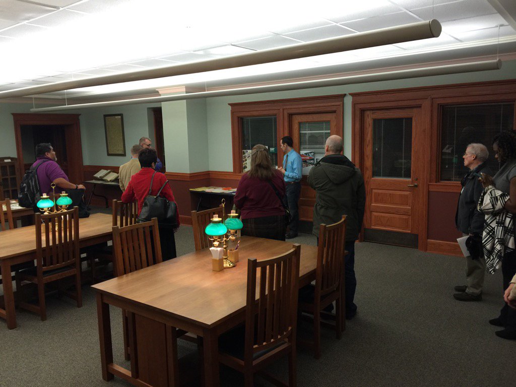 MeliaErin's tweet photo. University Archivist Cliff Hight giving a tour of KSU multicultural history at  @kstatelibraries @kstatelib_dean :) https://t.co/aHKti6DigN