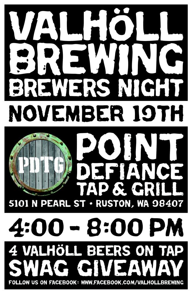 It's that time again! One week from today we will have our monthly brewer's night! Come drink some Valholl!