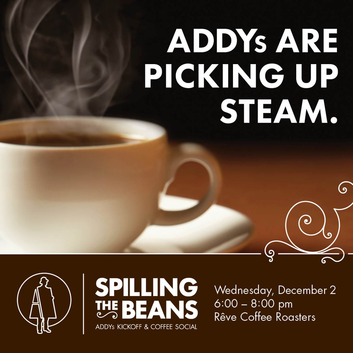 AAFacadiana's tweet photo. It's a RÊVElation! Our December coffee social will pour out the ADDYs theme.  @ReveRoasters #AAFsocial https://t.co/ojJ6o1OsS4