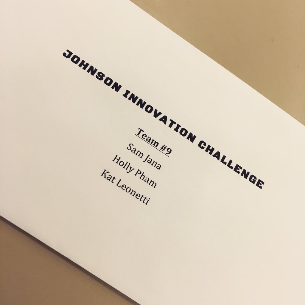 SamyJana's tweet photo. Johnson Innovation Challenge. It's here!!! Excited to work on this with THE 555 club. #cornellmba #innovation https://t.co/cJB6aIpcGH