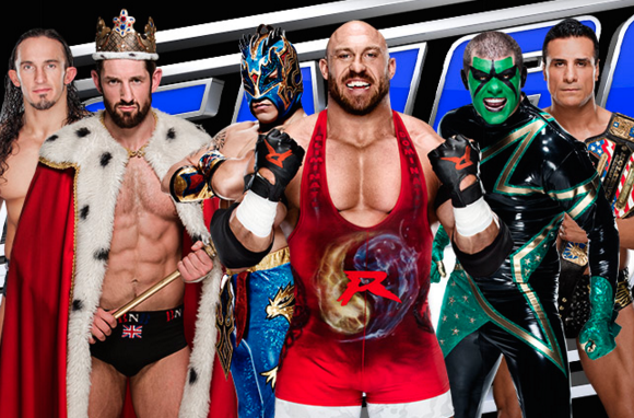 WWE's tweet photo. Who will advance to the #WWETitle Quarter Finals? Don't miss an ALL-NEW #SmackDown in 30 MINUTES on @Syfy! https://t.co/VRIAbp6gEv