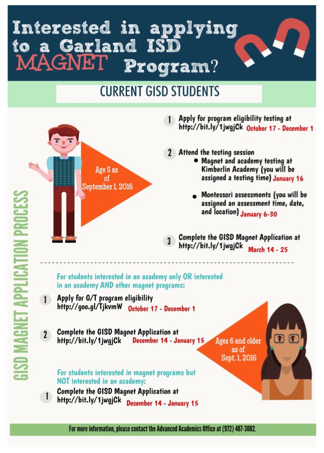 gisdnews's tweet photo. Planning on applying for a GISD magnet program? Application timeline and required steps: https://t.co/DMRsP3GOg9 https://t.co/YTUIYFxWXg