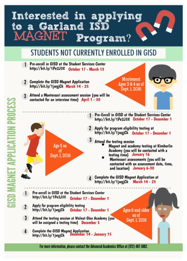 gisdnews's tweet photo. Planning on applying for a GISD magnet program? Application timeline and required steps: https://t.co/DMRsP3GOg9 https://t.co/YTUIYFxWXg