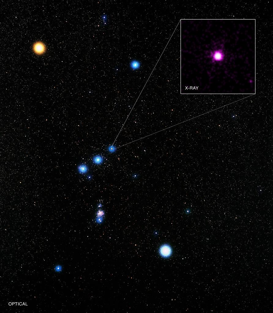 NASA's tweet image. Westernmost star in Orion’s belt is actually a complex multiple star system. Learn more: go.nasa.gov/1O68u0T