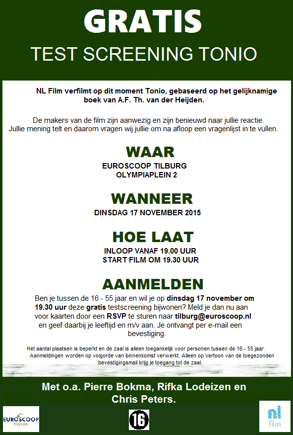 Wil jij naar de testscreening van TONIO? #euroscooptilburg