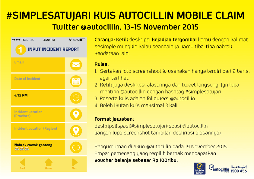 autocillin's tweet photo. Kuis #SimpleSatuJari kembali hadir nih, dapatkan voucher belanja @100k untuk 4 pemenang. https://t.co/dOuSLhRxbi