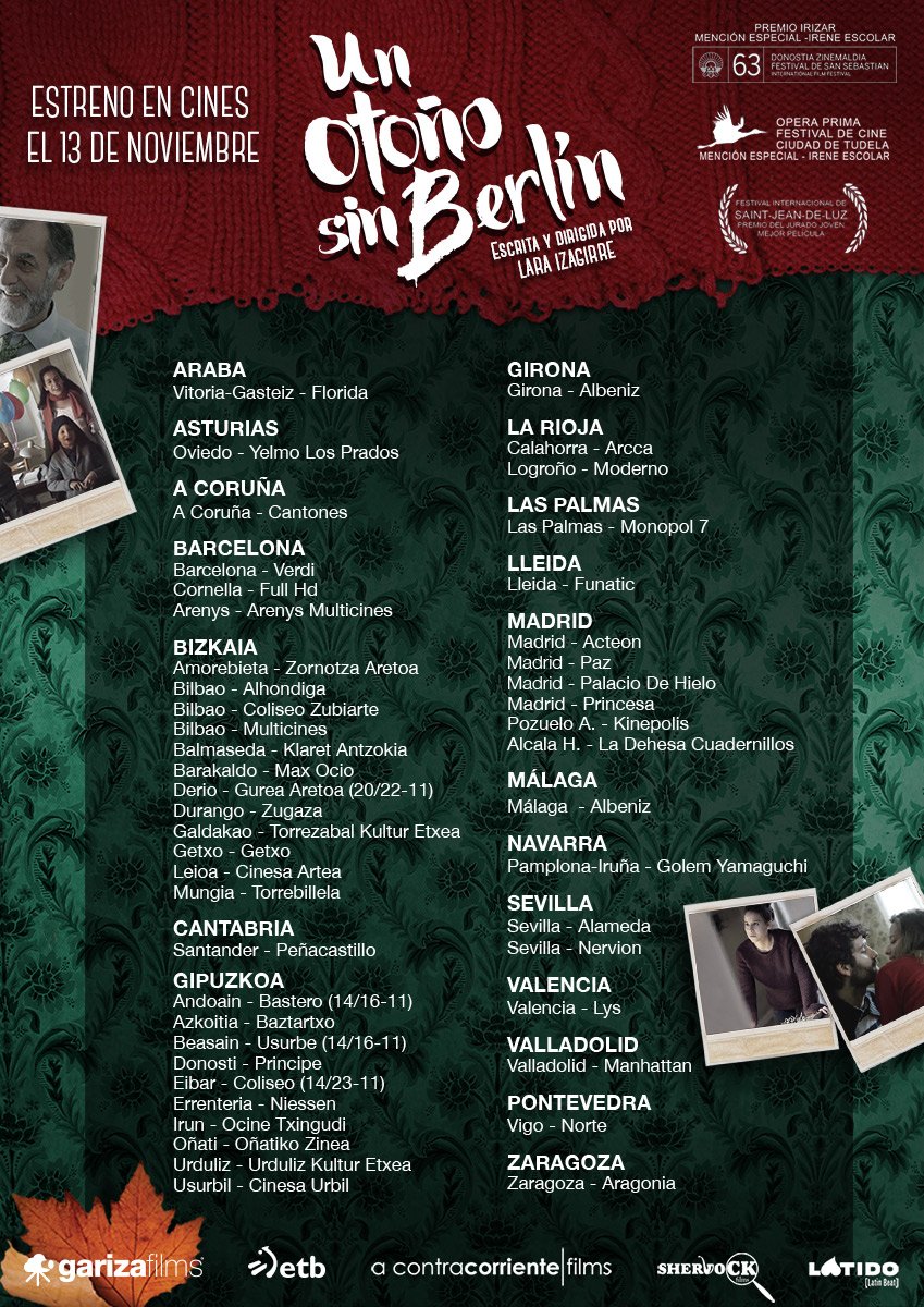 norathefilm's tweet photo. POR FIN EL ESTRENO! Ahora eres tú el prota de #UnOtoñoSinBerlin. Emociónate y vive la peli en el #cine. https://t.co/ScvEKI7SXG