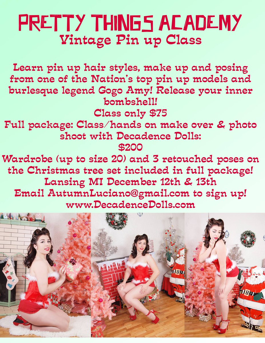 PrettyAcademy's tweet photo. Dec 12 and 13 pin up classes in Lansing MI https://t.co/eQJhUJ2xcs