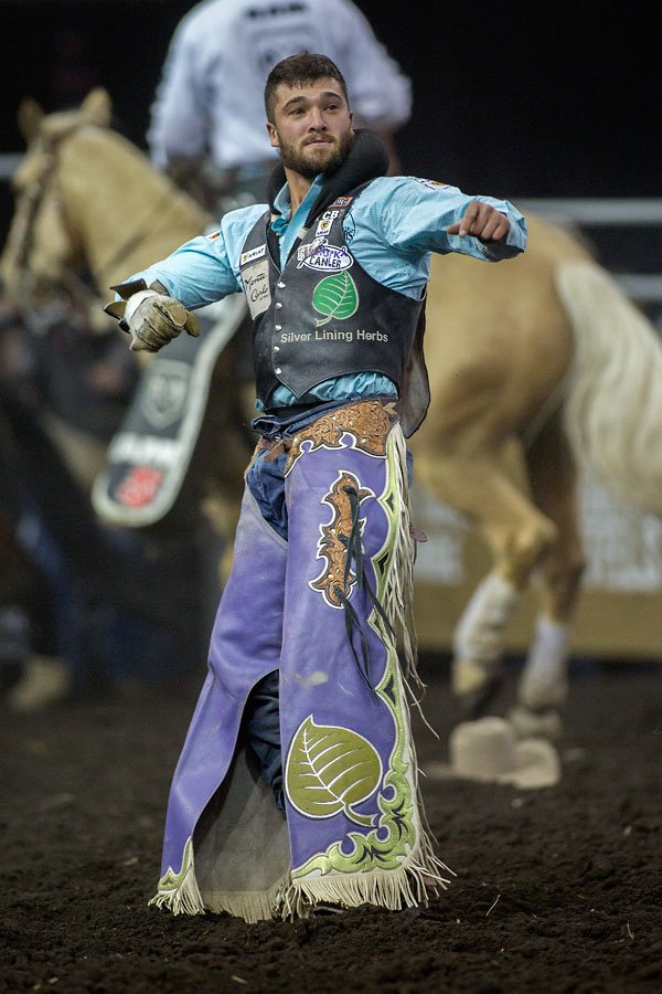 3oh6's tweet photo. Congrats to @calebrbennett for the win tonight on a heck of a 88 point ride! #CFR42 #yegevents #yeg https://t.co/bitMN65K7g