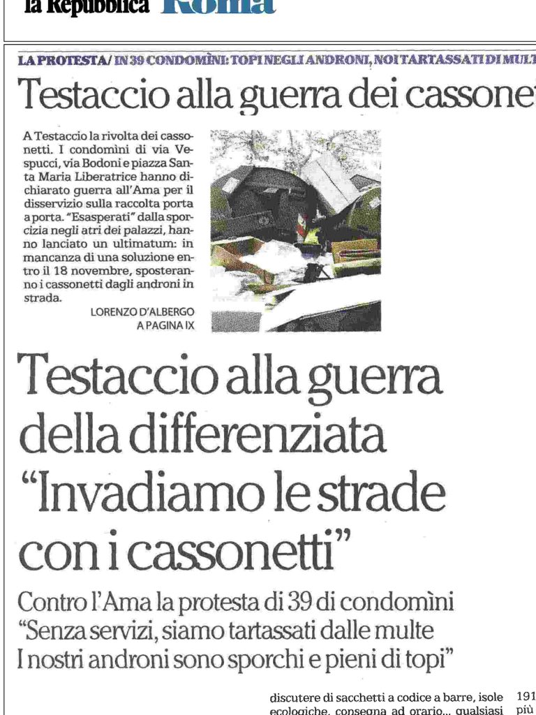 FranFerrante's tweet photo. #ballemediatiche Io abito su Piazza Testaccio e la #raccoltadifferenziata  funziona benissimo https://t.co/LDliIXD4iS