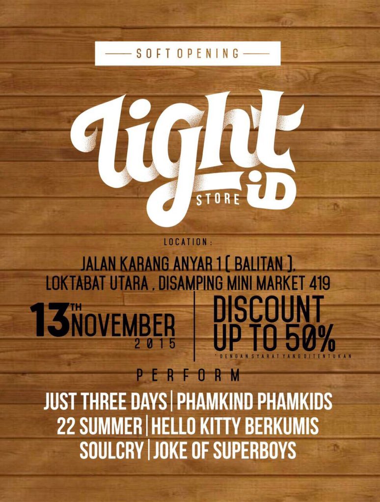 Yuk kita ramaikan malam ini
Soft opening LIGHT ID 
STORE BANJARBARU 
Jalan Karang Anyar 1 Balitan.
