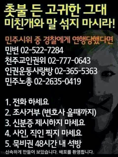 민주시위 중 경찰에 연행되면?