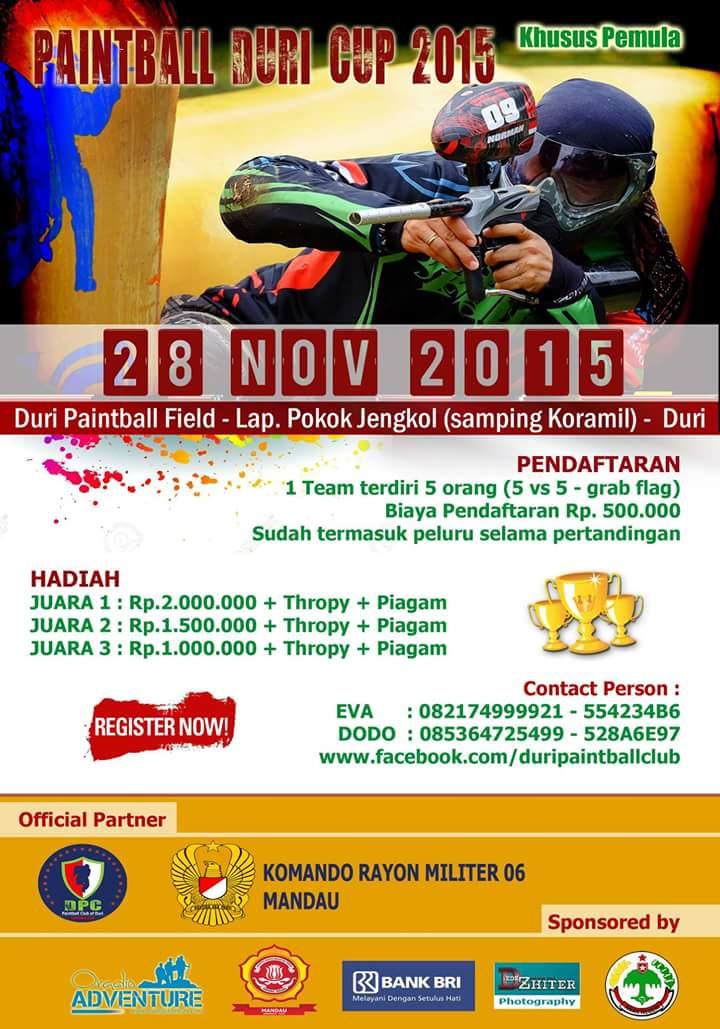 info_DURI's tweet photo. #EventDURI - Paintball Duri Cup 2015
daftar & hadiah, cek poster ini
https://t.co/e2FMZeVgw0