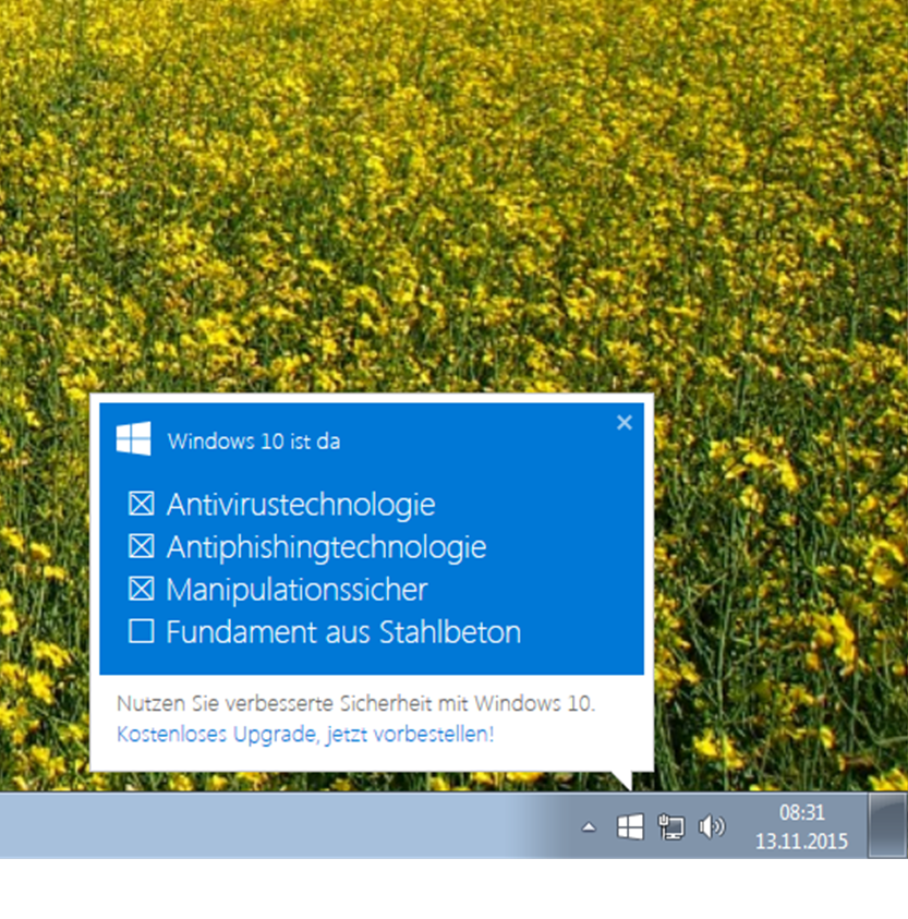 FloKre's tweet photo. #Win10 macht noch vor Installation einen auf lustig...bodenlos. Ohne Stahlbeton. #fail #marketingfail #microsoft https://t.co/SYJKX1Q2RA