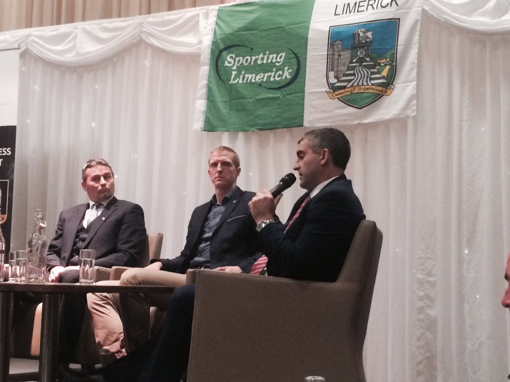 LimerickCLG's tweet image. Three wise men under Sporting Limerick Banner  #businessofsport event @LiamLsheedy @ShefflinHenry @TJRyan3