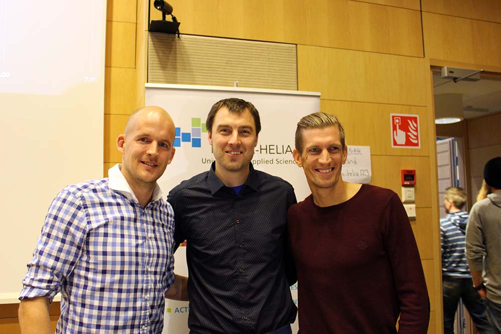 HAAGAHELIAamk's tweet image. What a start for the day! Thank you Jarkko, Petri and @NurmiVili Have a great weekend! #FOSM2015 #HaagaHelia