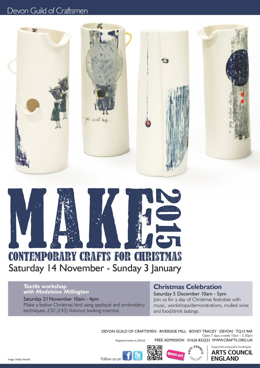 RMalinDesign's tweet photo. #MAKE2015 opens tomorrow @devonguild in Bovey Tracey! Worth a visit for lots of lovely xmas gifts, incl my ceramics https://t.co/IZ1JqMf8K2