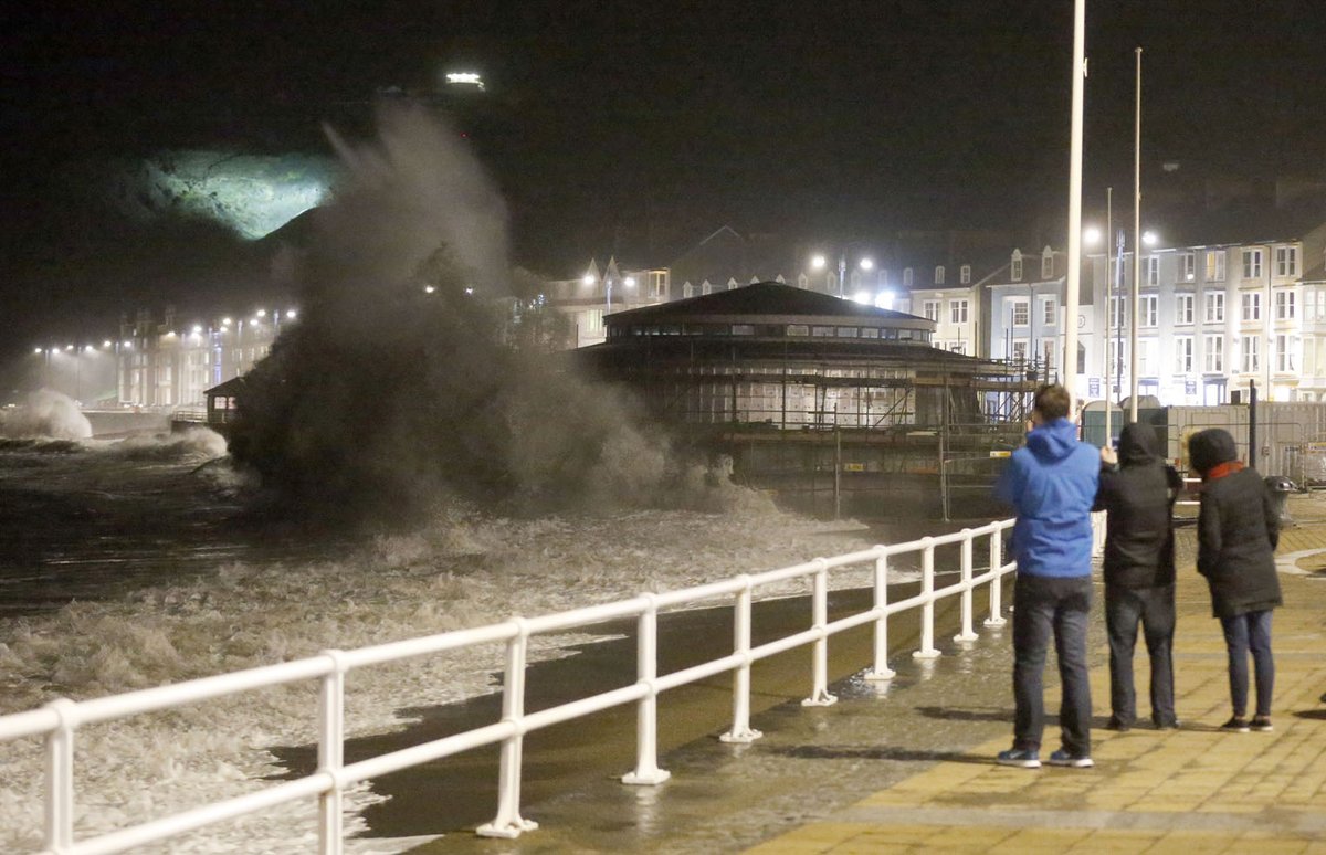 CambrianNews's tweet photo. Aberystwyth's seafront taking a battering from #StormAbigail last night https://t.co/2Js7y9YgIL