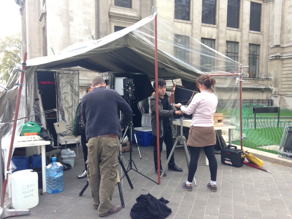 SouthKensington's tweet photo. Pop up dark room setting up on Exhibition Road. Photos of future   designers #juliamargaretcameron style #CQ_15 https://t.co/K1wd1b1l5r
