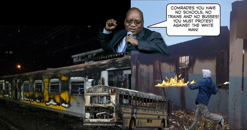 #ANCMUSTFALL Protest against the white man... Only in Mandelatopia!