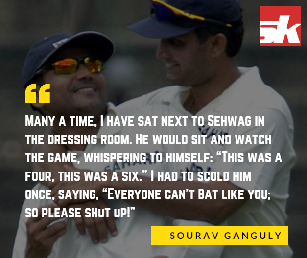 Sportskeeda's tweet photo. The level of understanding between @virendersehwag and Sourav Ganguly​ is adorable! #legends https://t.co/81YXERUJAN