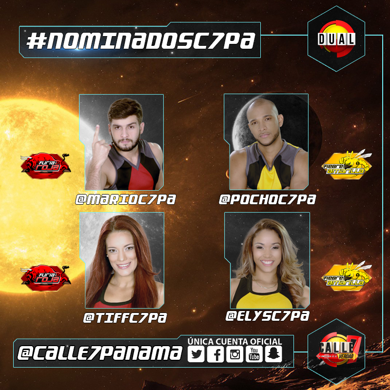 calle7panama's tweet image. Aquí los 4 competidores que se enfrentará en el viernes de eliminación... @marioc7pa @pochoc7pa @tiffc7pa @elysc7pa