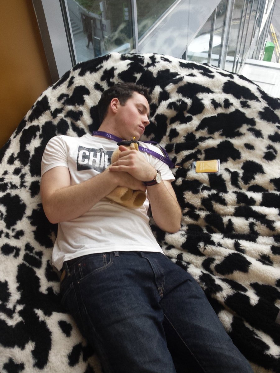 LouHodg's tweet photo. "Wake me up when it's time for Johnny Foxes." Holy crap! We finally tired him out! #UA2015 @UndergradAward https://t.co/yMJ8c1bvqq